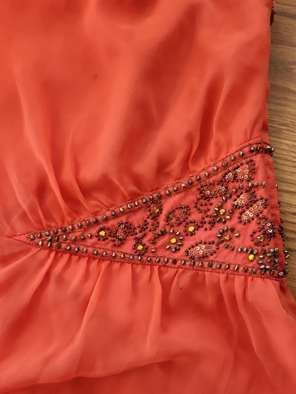 Vintage Free People Coral-Red Mini Blouse Sz 8